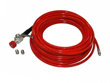 Ком-кт для прочистки труб 22м с краном и форсунками 312Profi красный DN6